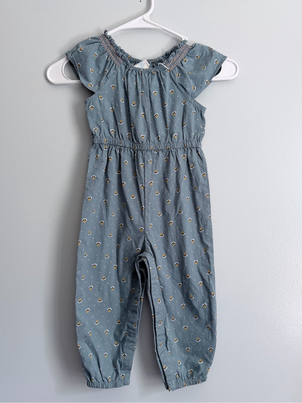 Emma’s Garden Blue Floral Jumpsuit Romper Girls 24M